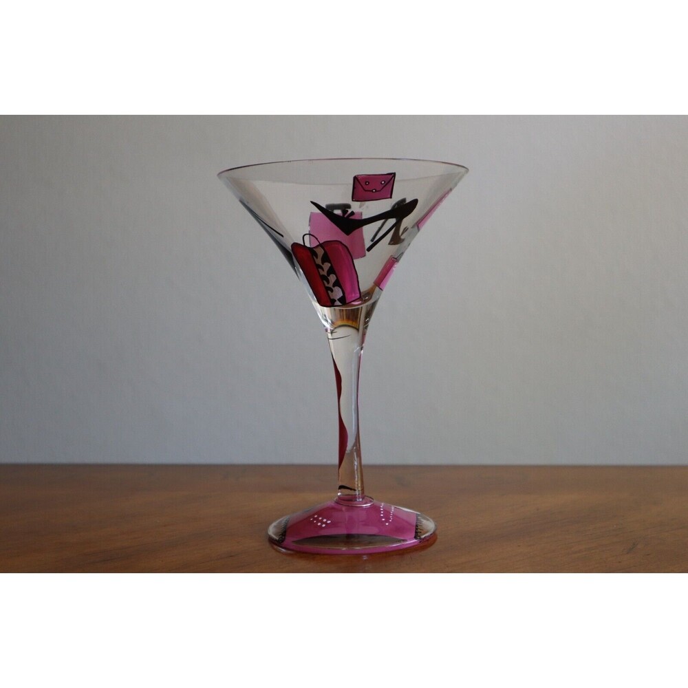 Lolita Love My Martini Shopaholic Glass 10oz Hand Painted Purse Heels Bag w/ Box - Picture 4 of 10